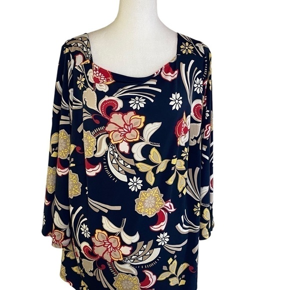 Lane Bryant Womens Multicolored‎ Floral Boho Casual Plus Size Tunic Blouse 18/20 - Picture 1 of 11